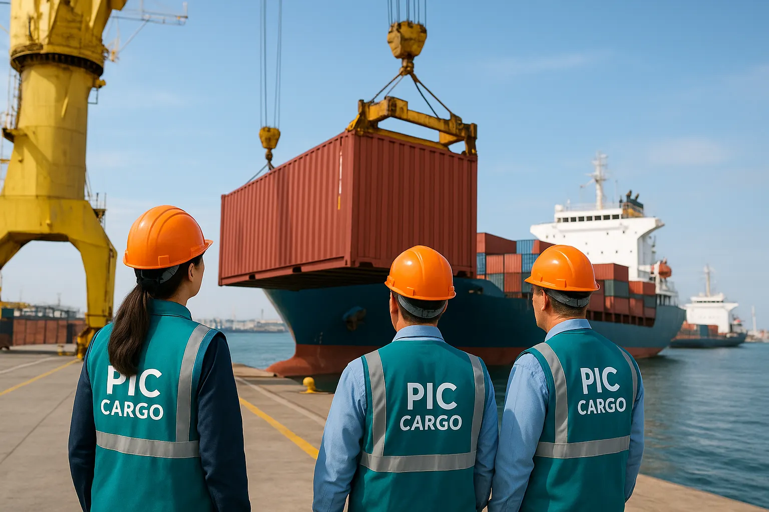 Imagen de grúas y terminal portuario