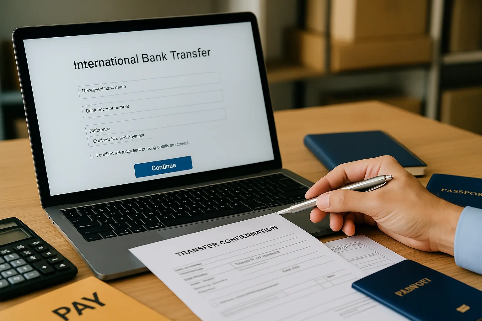 Transferencia bancaria internacional con referencia del contrato de Alibaba
