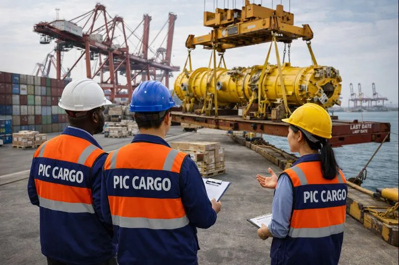 Manejo portuario para carga industrial en Qingdao (referencial)