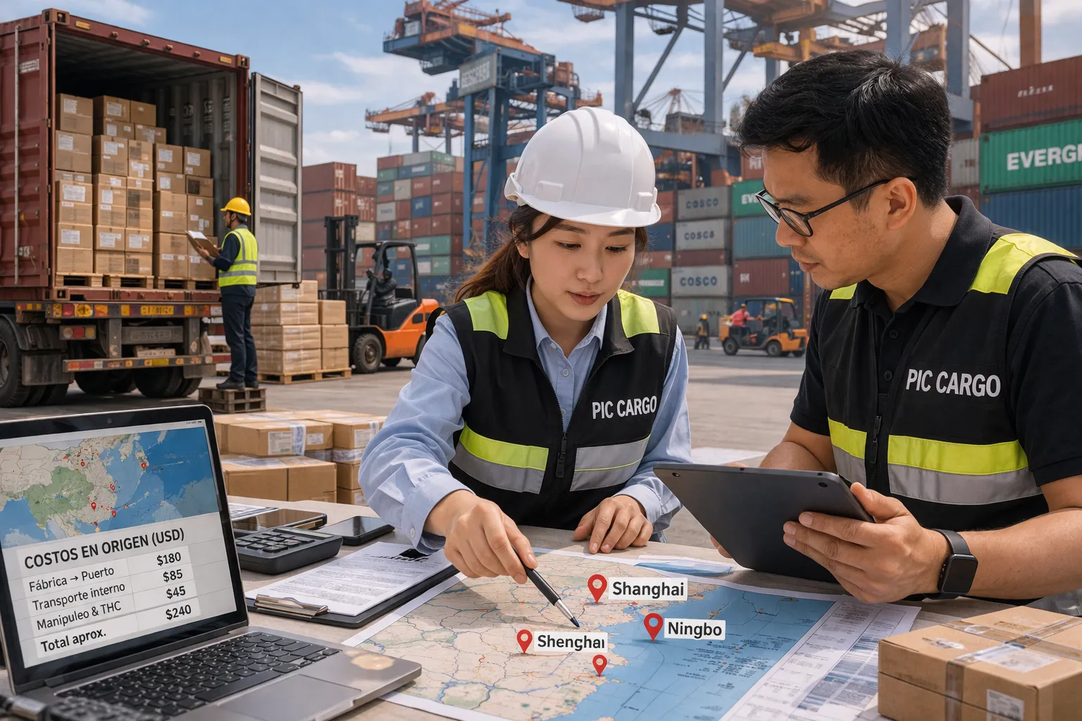 Identificación de puerto y costos en origen