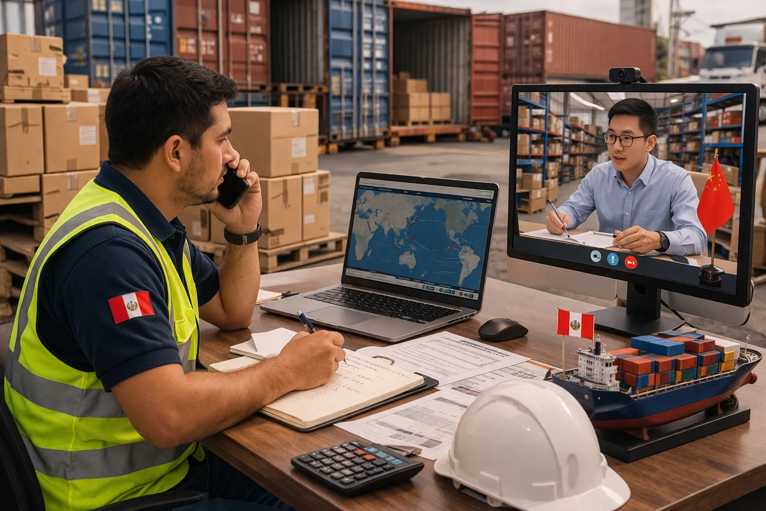 Coordinación logística entre proveedor en China y agencia de carga en Perú
