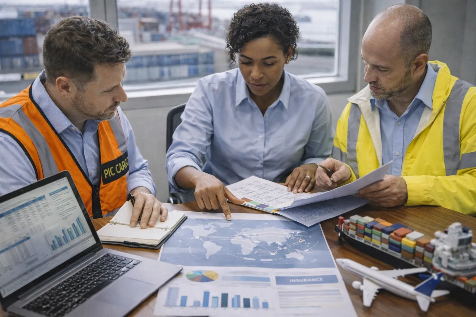 Agencia de carga coordinando estrategia logística de importación