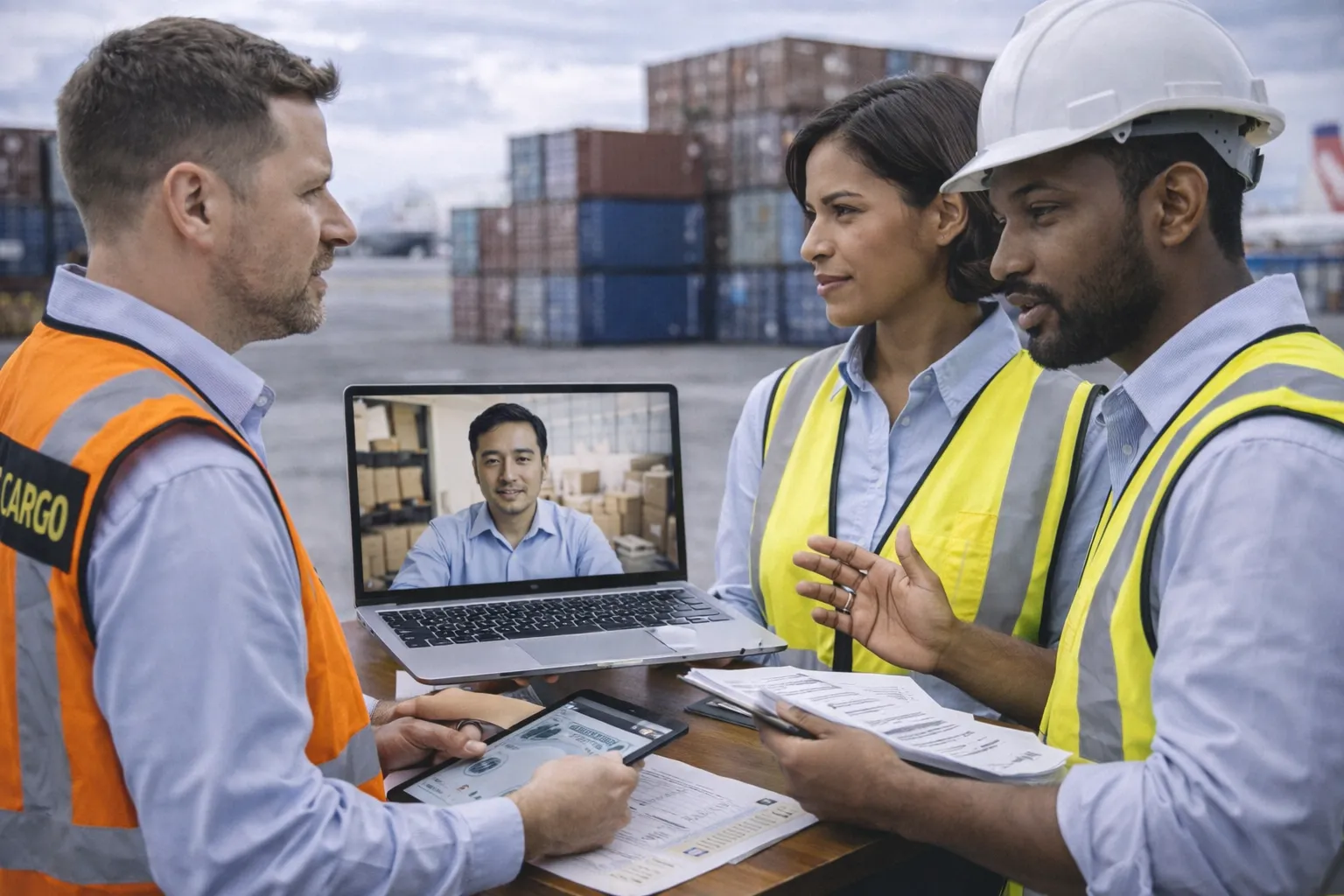 Agencia de carga coordinando logística internacional