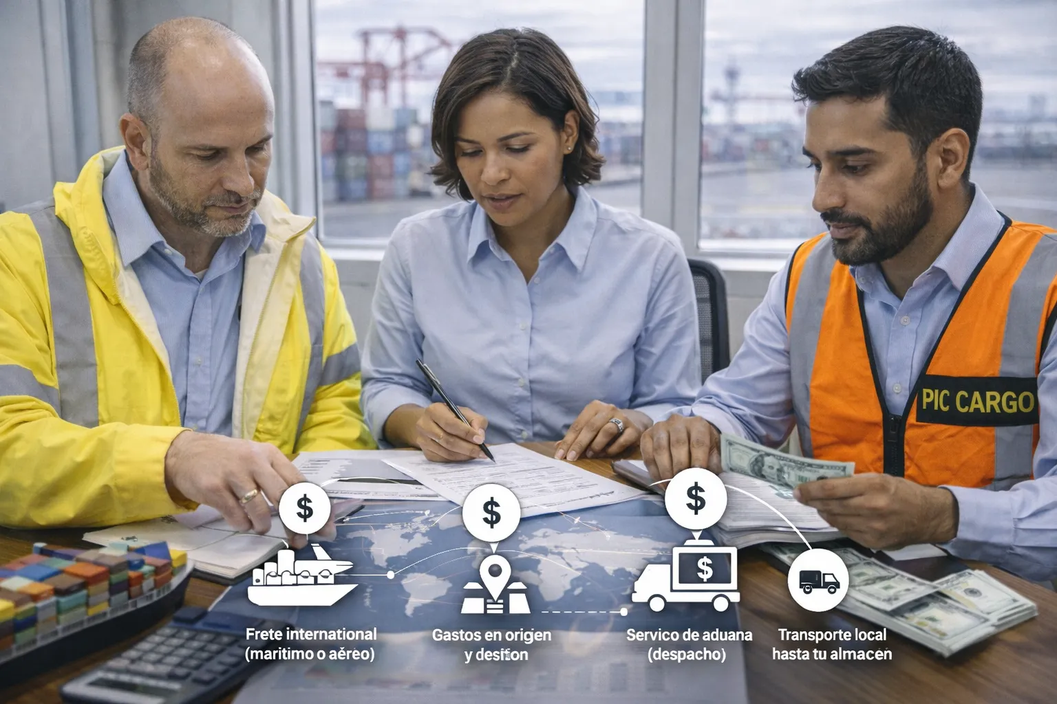 Costos de agencia de carga internacional y logística de importación