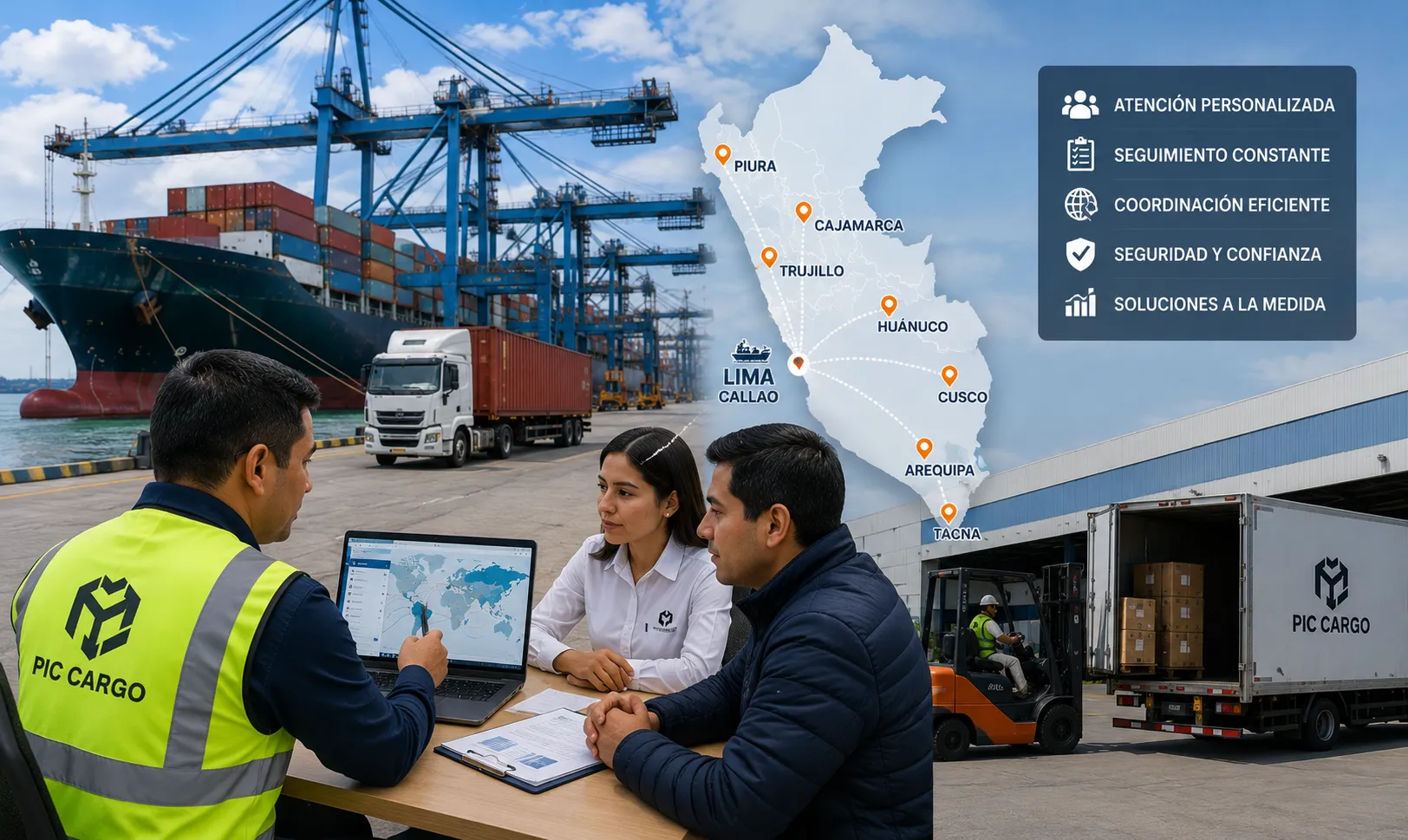 Importadores de provincias trabajando con agencia de carga en Perú