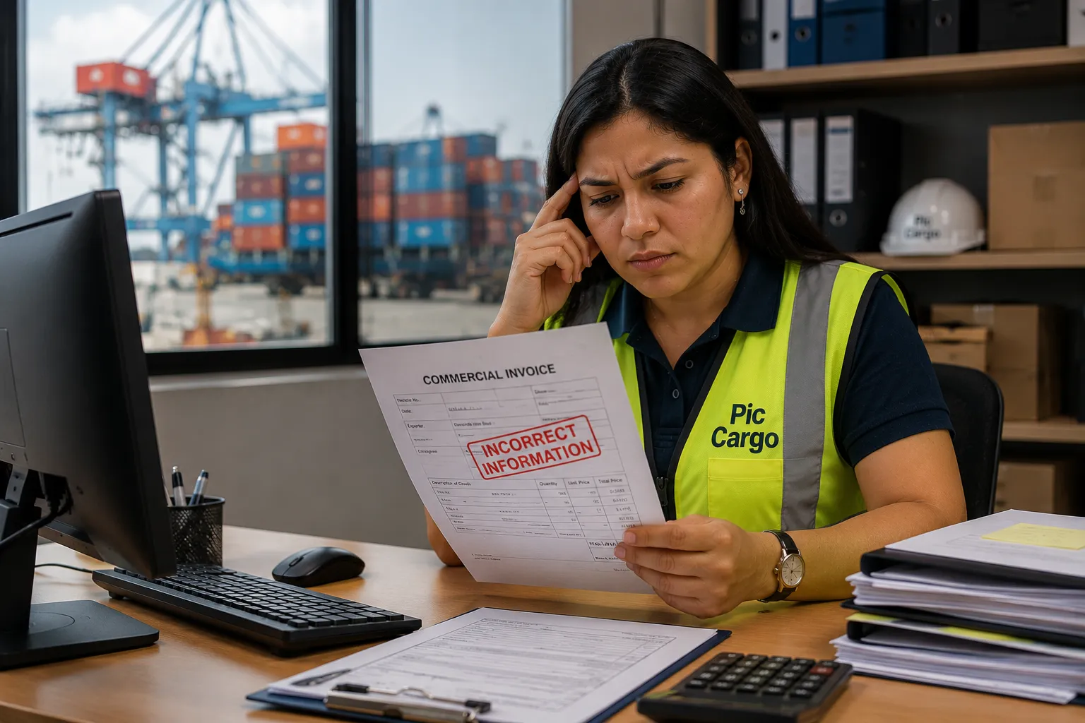 Factura comercial con información incorrecta